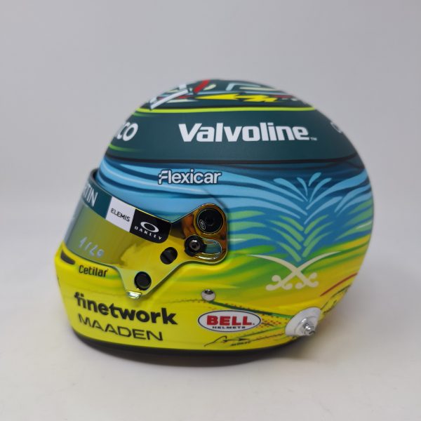 MINI CASCO EDICIÓN ESPECIAL AM25 ARABIA SAUDI FIRMADO POR FERNANDO ALONSO - Imagen 3