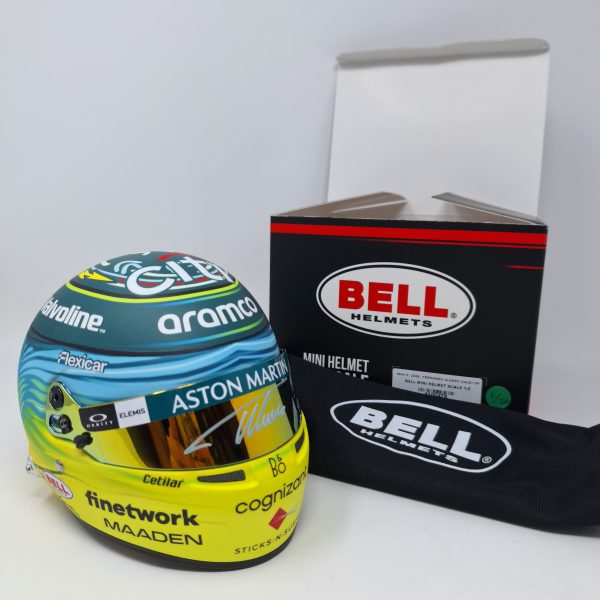 MINI CASCO EDICIÓN ESPECIAL AM25 ARABIA SAUDI FIRMADO POR FERNANDO ALONSO - Imagen 4